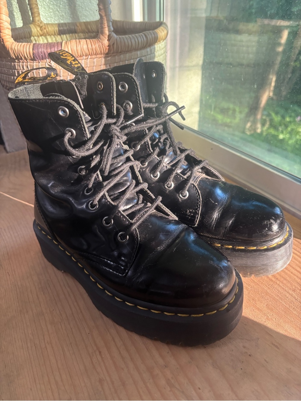Dr. Martens Black Lace-Up Platform Boots